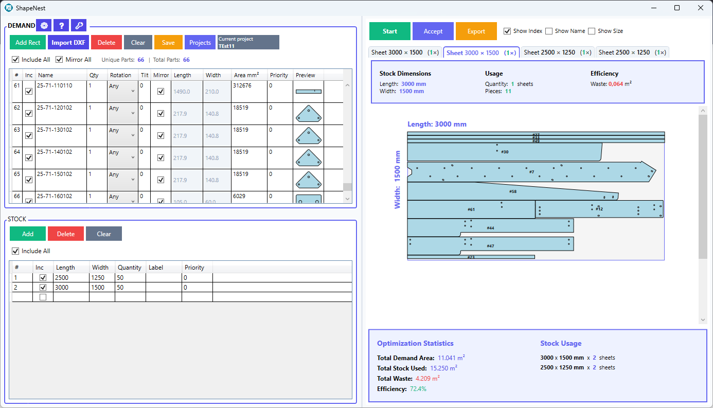 ShapeNest application interface